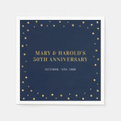 Marine & Goud | Elegant Classic Bruiloft Jubileum Servet (Voorkant)