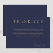 Marine & Goud Elegant Formele Huwelijk Dank u Kaar Bedankkaart (Voorkant / Achterkant)