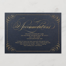Marine goud elegante kalligrafie accommodatie informatiekaartje