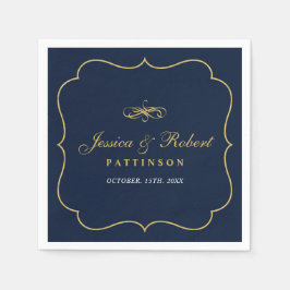 Marine & Goud | Elegante Klassieke Trouwserviet Servet