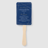 Marine Goud Geometrisch Huwelijksprogramma Handwaaier (Voorkant)