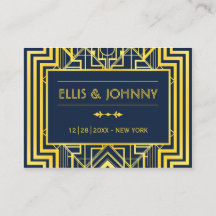 Marine & Goud Geometrische Bruiloft Plaats Kaarten