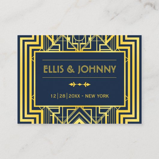 Marine & Goud Geometrische Bruiloft Plaats Kaarten Plaatskaartje (Voorkant)