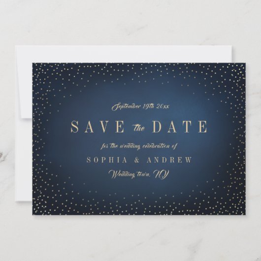 Marine & Goud Glitter Eenvoudige Save The Date (Voorkant)