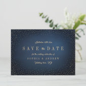 Marine & Goud Glitter Eenvoudige Save The Date (Staand voorkant)