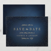 Marine & Goud Glitter Eenvoudige Save The Date (Voorkant / Achterkant)