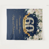 Marine goud groen bloemen 60e verjaardag achtergro wandkleed (Voorkant (horizontaal))