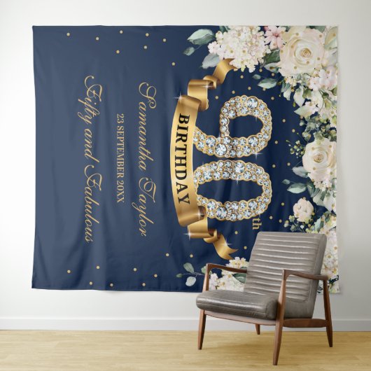 Marine goud groen bloemstuk 90e verjaardag achterg wandkleed (In Situ (horizontaal))