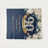 Marine goud groen bloemstuk 90e verjaardag achterg wandkleed (Voorkant (horizontaal))