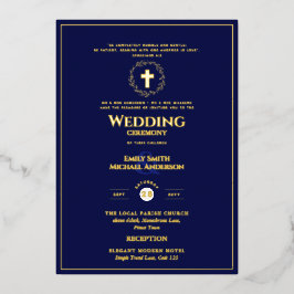 Marine goud katholieke trouw elegant formeel moder folie uitnodiging