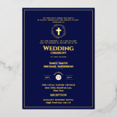 Marine goud katholieke trouw elegant formeel moder folie uitnodiging (Voorkant)