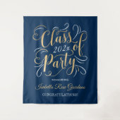 Marine Goud Klas van 2026 Feest Afstudeerbackdrop Wandkleed (Voorkant)
