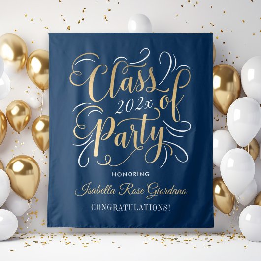 Marine Goud Klas van 2026 Feest Afstudeerbackdrop Wandkleed