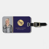 Marine & Goud Logo Modern makelaar Foto Bagagelabel (Voorkant horizontaal)