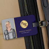 Marine & Goud Logo Modern makelaar Foto Bagagelabel