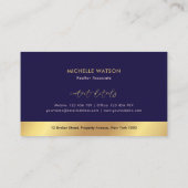 Marine & Goud Logo Modern makelaar Foto Visitekaartje (Achterkant)