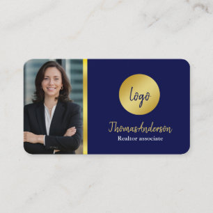 Marine & Goud Logo Modern Onroerend Goed Agent Fot Visitekaartje