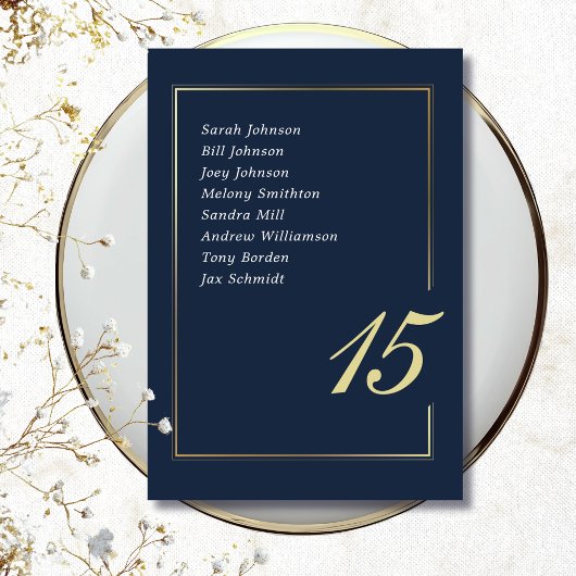 Marine Goud Minimaal Rand Script Typografie Trouwe Kaart
