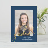 Marine Goud Moderne Afstudeerfoto Aankondiging (Staand voorkant)