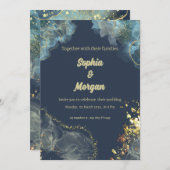 Marine Goud Moderne Bruiloft Uitnodiging (Voorkant / Achterkant)