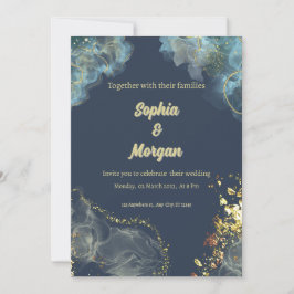 Marine Goud Moderne Bruiloft Uitnodiging