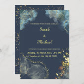 Marine Goud Moderne Bruiloft Uitnodiging (Voorkant / Achterkant)