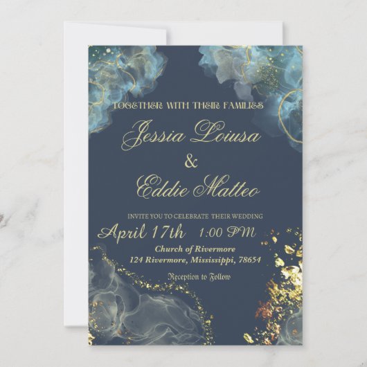 Marine Goud Moderne Glitter Kaart (Voorkant)