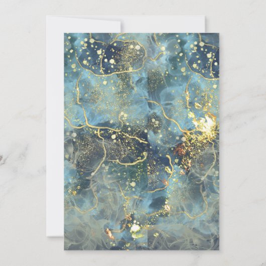 Marine Goud Moderne Glitter Kaart (Achterkant)