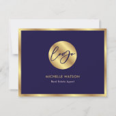 Marine & Goud Moderne Vastgoed Foto Dank u Kaart (Voorkant)