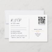 Marine goud QR-code en traditioneel RSVP Kaartje (Voorkant)
