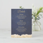 Marine Goud Rustieke Chic Pioen Bloemdetails Informatiekaartje (Staand voorkant)