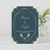 Marine, Goud, Schrift, Boeket, Bewaar de datum Kaart (Staand voorkant)