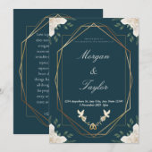 Marine, Goud, Schrift, Boeket, Bewaar de datum Kaart (Voorkant / Achterkant)