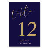Marine & Goud Tafelnummer Sign Zakelijk Evenement (Achterkant)