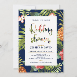 Marine & Goud | Uitnodiging voor zomer trouwfeest 