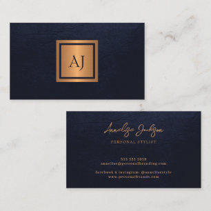 Marine goud unieke moderne monogram professioneel visitekaartje