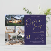 Marine & Goud Vastgoed Flyer Open Huis Vier foto's Kaart (Staand voorkant)