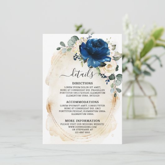 Marine Goud Witte Champagne Ivoor Kleuren Rozen De Informatiekaartje (Staand voorkant)