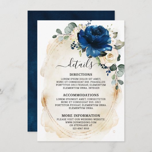 Marine Goud Witte Champagne Ivoor Kleuren Rozen De Informatiekaartje (Voorkant / Achterkant)