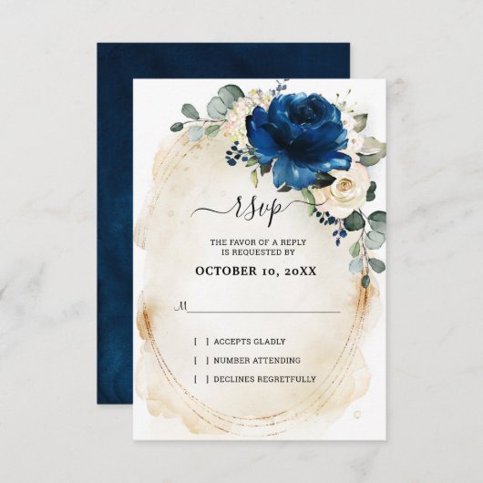 Marine goud witte champagne ivoor rozen RSVP (Voorkant / Achterkant)