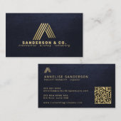 Marine gouden aangepaste logo QR bouwconstructie Visitekaartje (Voorkant / Achterkant)