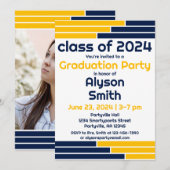 Marine & Gouden Bars Een Foto Afstudeerder Party Kaart (Voorkant / Achterkant)