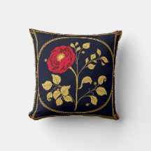 Marine Gouden Bloem Medaillon Worp Kussen