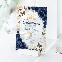 Marine Gouden Bloem Quinceanera