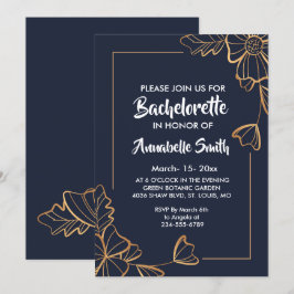 Marine & gouden bloemen bachelor kaart