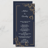 Marine & gouden bloemen Menu (Voorkant / Achterkant)