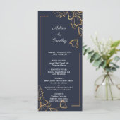 Marine & gouden bloemen Menu (Staand voorkant)