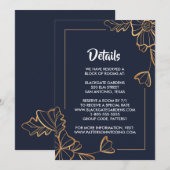 Marine & gouden bloemenbehuizing kaart (Voorkant / Achterkant)