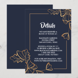 Marine & gouden bloemenbehuizing kaart