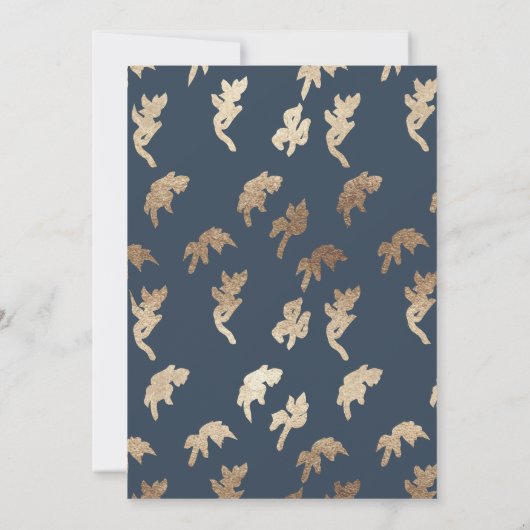 marine gouden bloemmotief monogram wapen bruidsdou kaart (Achterkant)